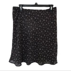 Old Navy Godet Style Skirt Grey White Floral flowy